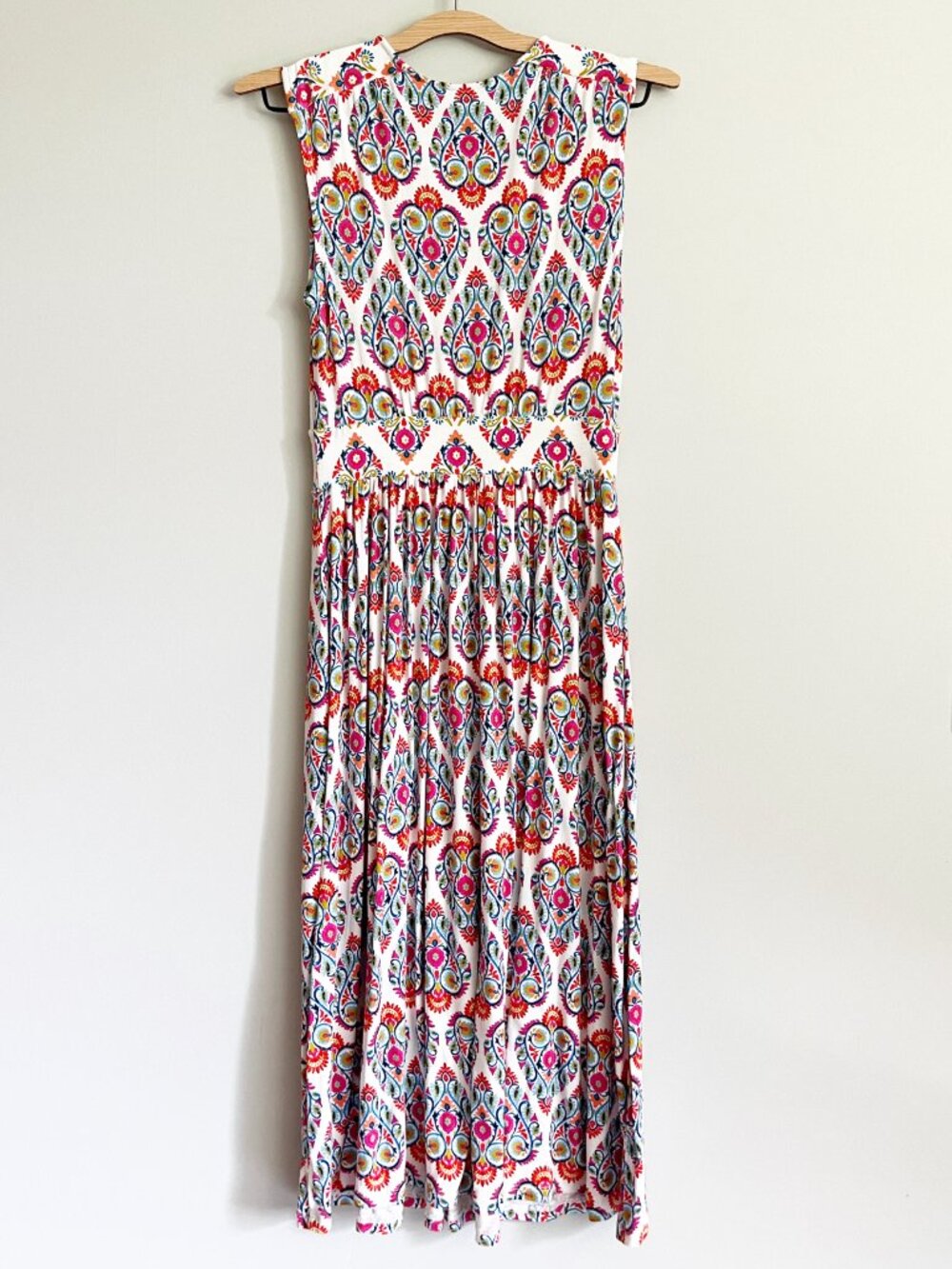 Boden Dress Size 2 Thea Tank Midi White Paisley Jersey Sleeveless Colorful Shift - Picture 8 of 11